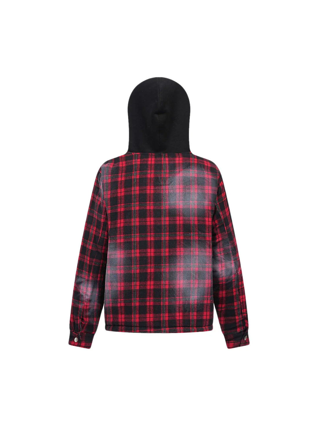 Hip-hop Dark Plaid Print Hooded Jacket