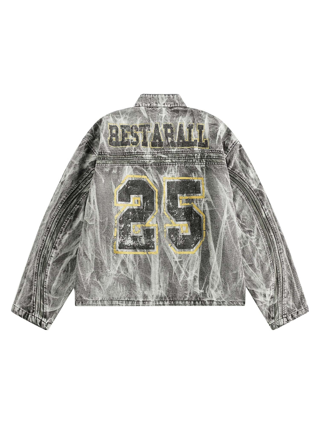 Hip-hop Distressed Washed Printed Denim Jacket